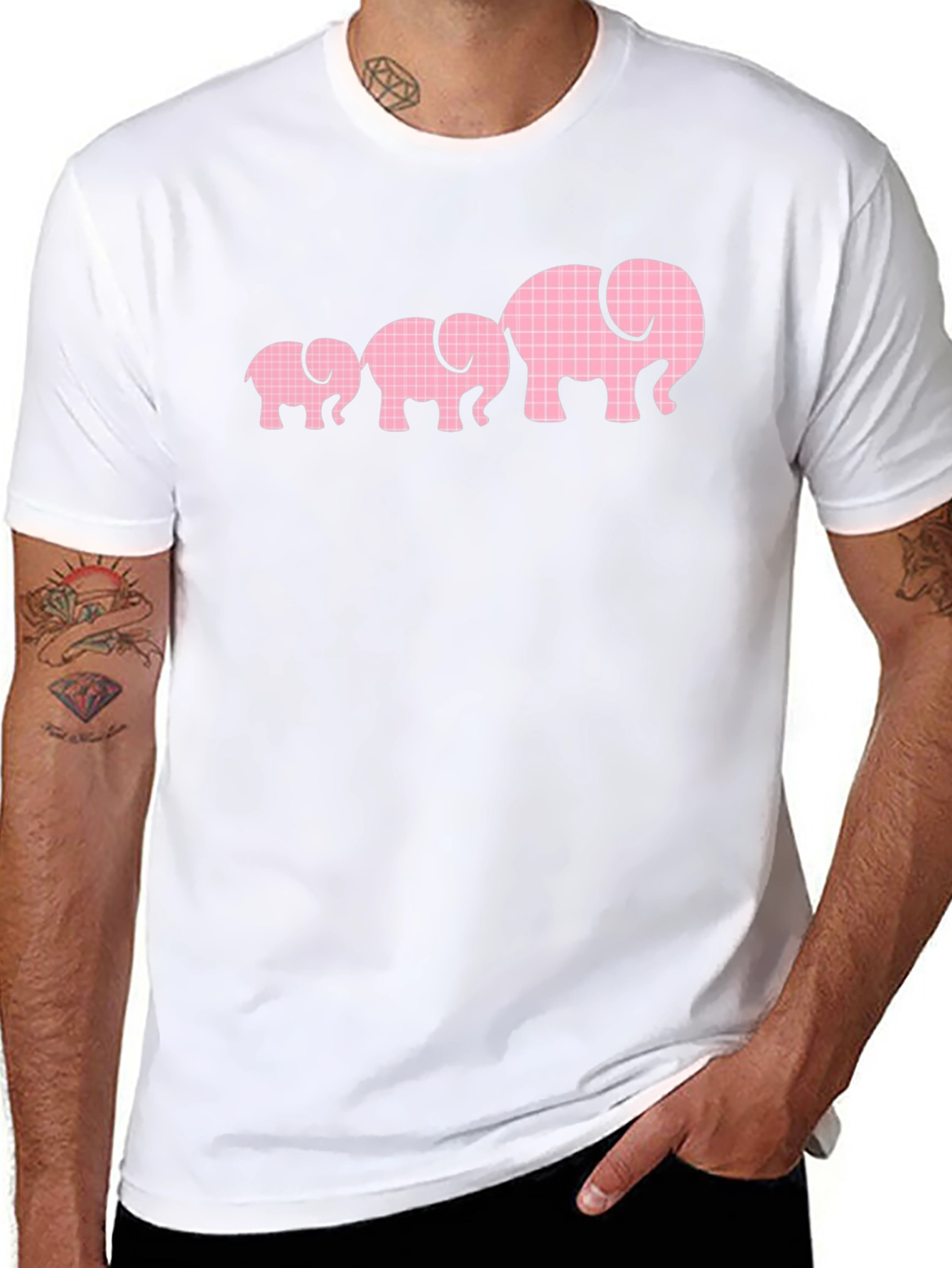 Elephant Family Graphic Tee - Black Cotton T-Shirt