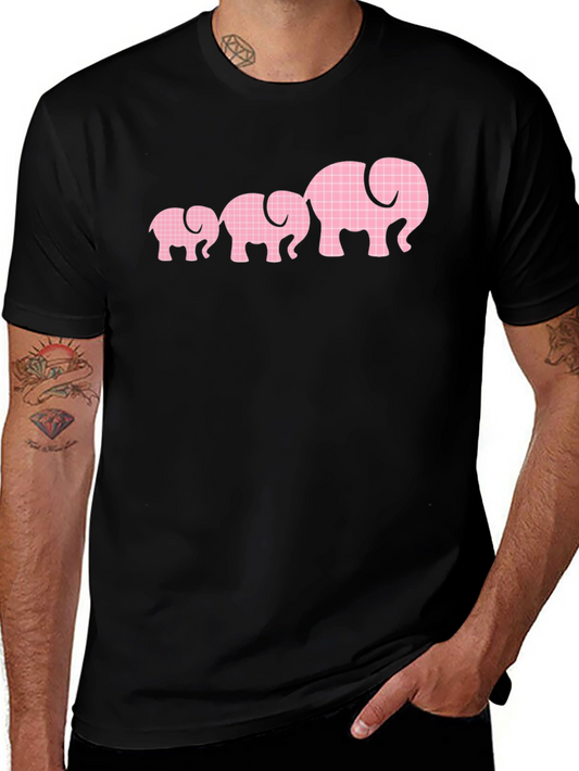 Elephant Family Graphic Tee - Black Cotton T-Shirt