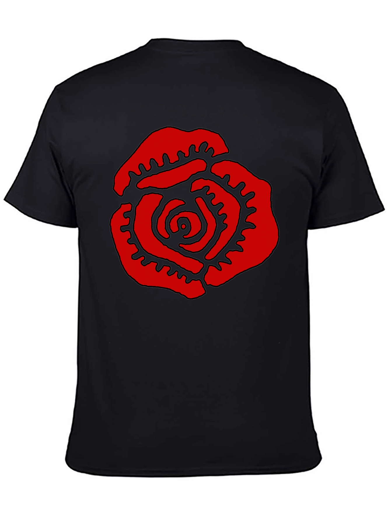 Red Rose Graphic Black T-Shirt