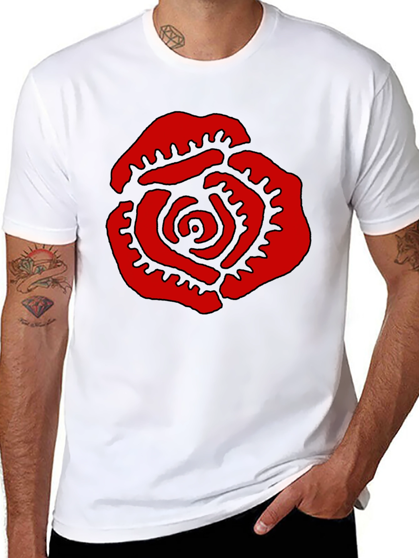 Red Rose Graphic Black T-Shirt