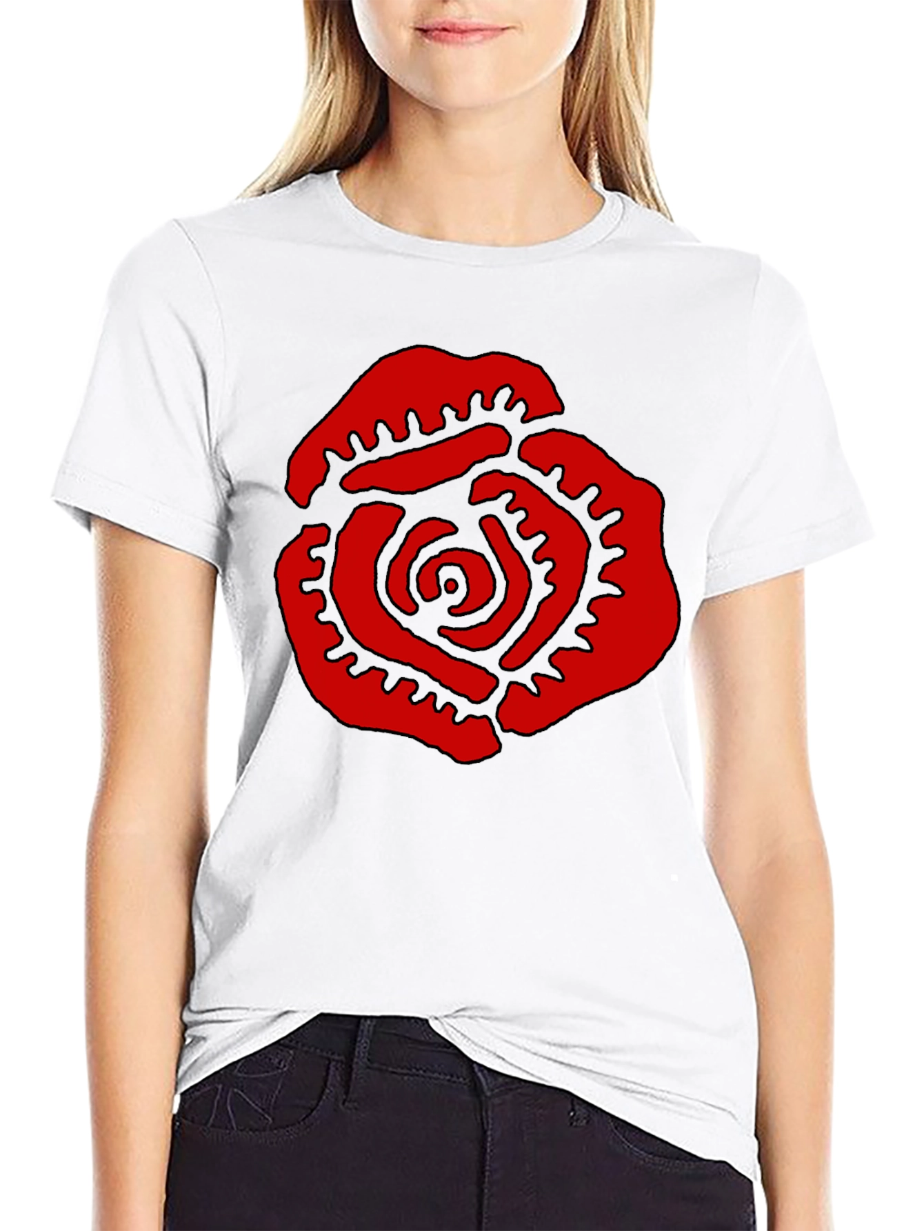 Red Rose Graphic Black T-Shirt