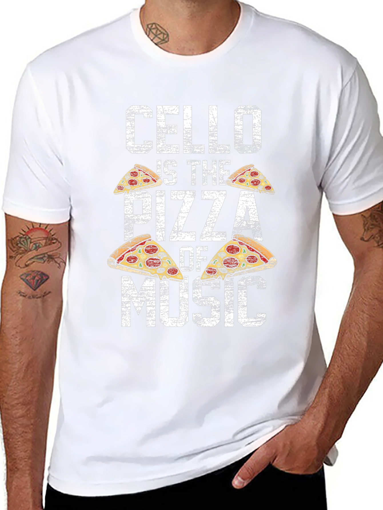 Cello Pizza Music T-Shirt Funny Musician Tee