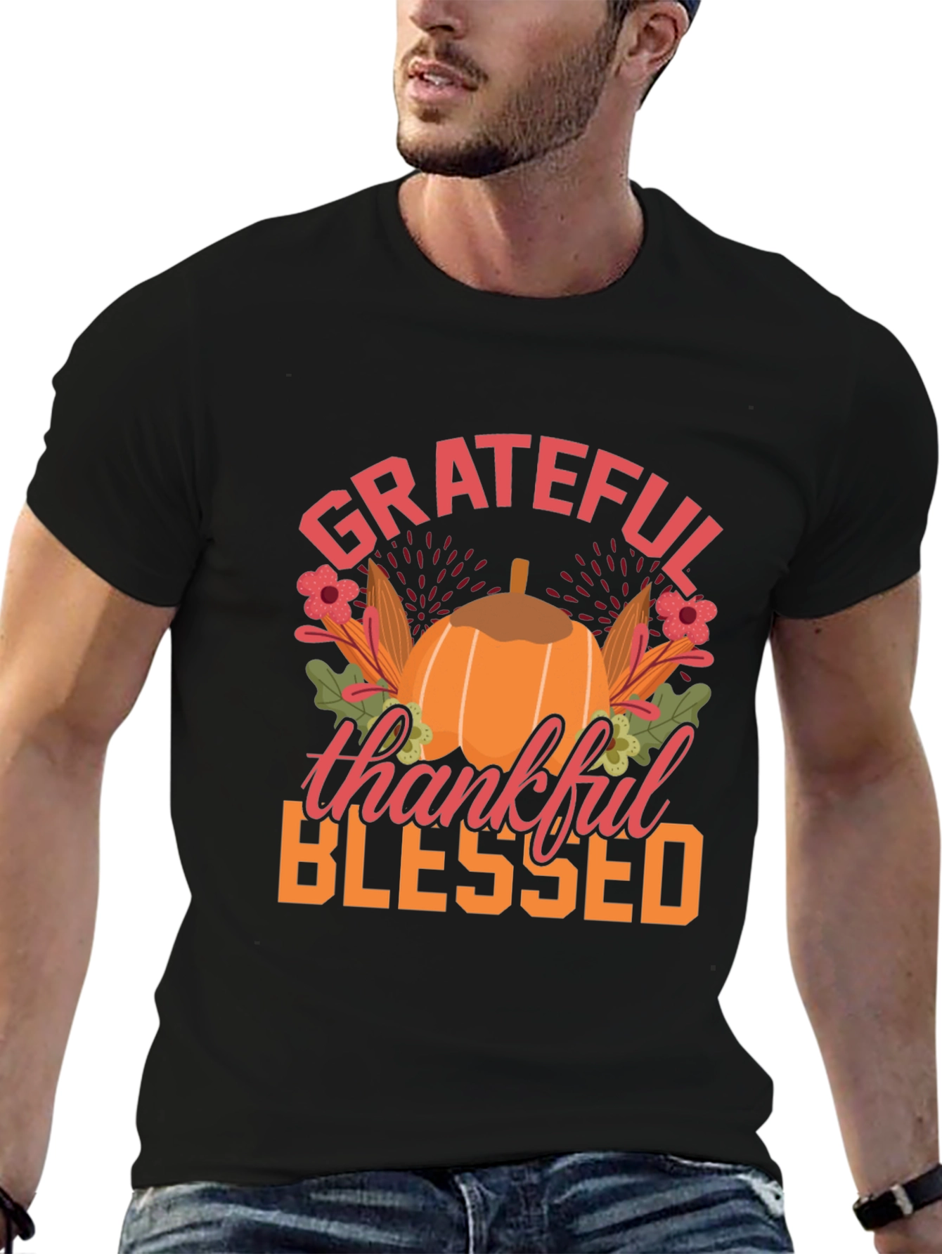 Grateful Thankful Blessed Thanksgiving T-Shirt