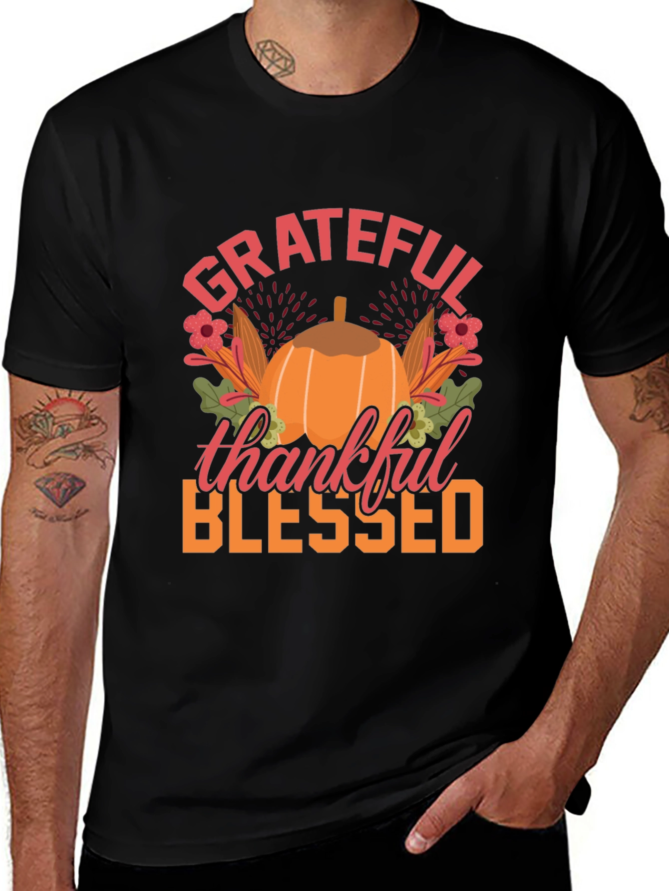 Grateful Thankful Blessed Thanksgiving T-Shirt