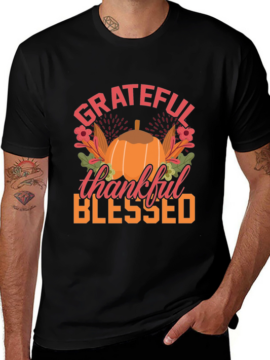 Grateful Thankful Blessed Thanksgiving T-Shirt