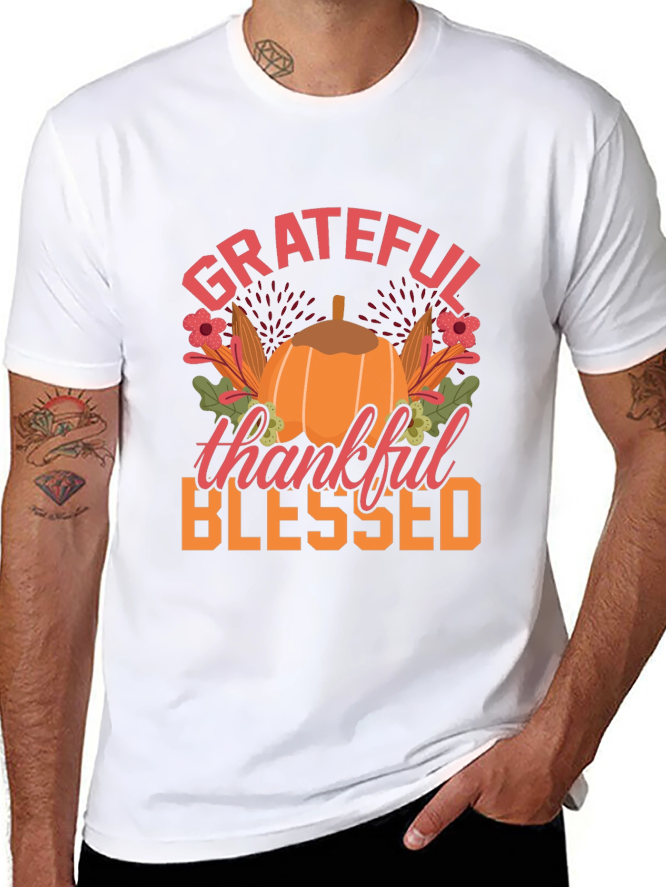 Grateful Thankful Blessed Thanksgiving T-Shirt