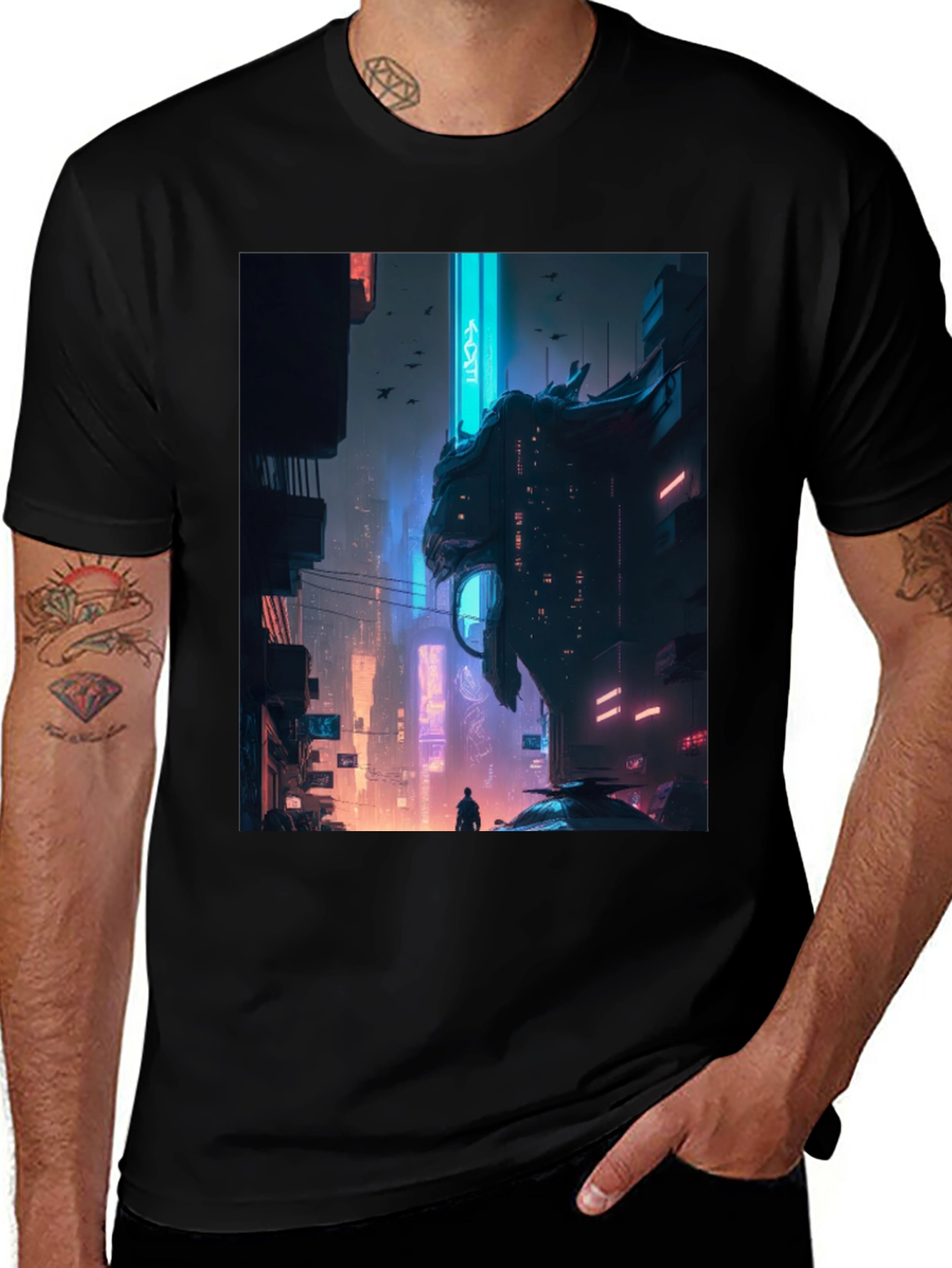 Cyberpunk Cityscape Graphic Tee