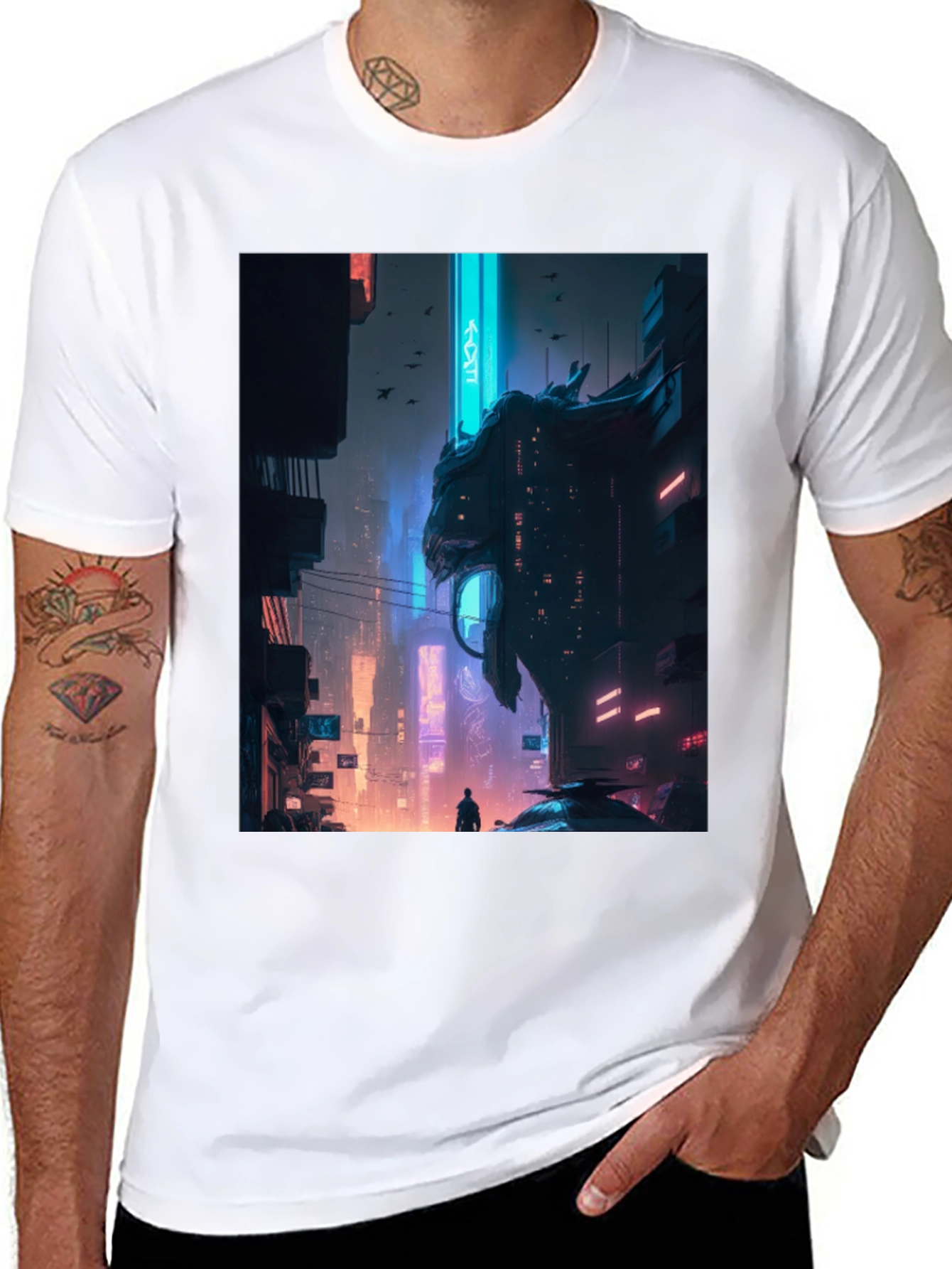 Cyberpunk Cityscape Graphic Tee