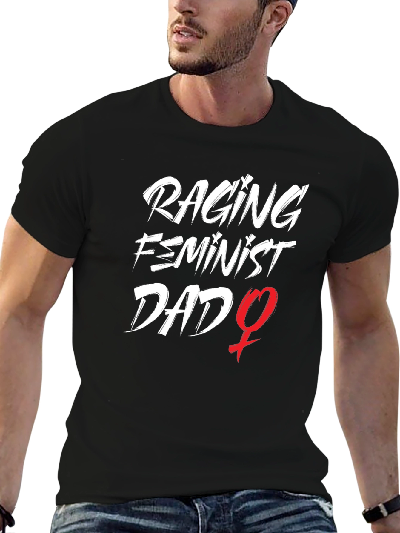 Raging Feminist Dad Graphic Tee - Black Cotton T-Shirt