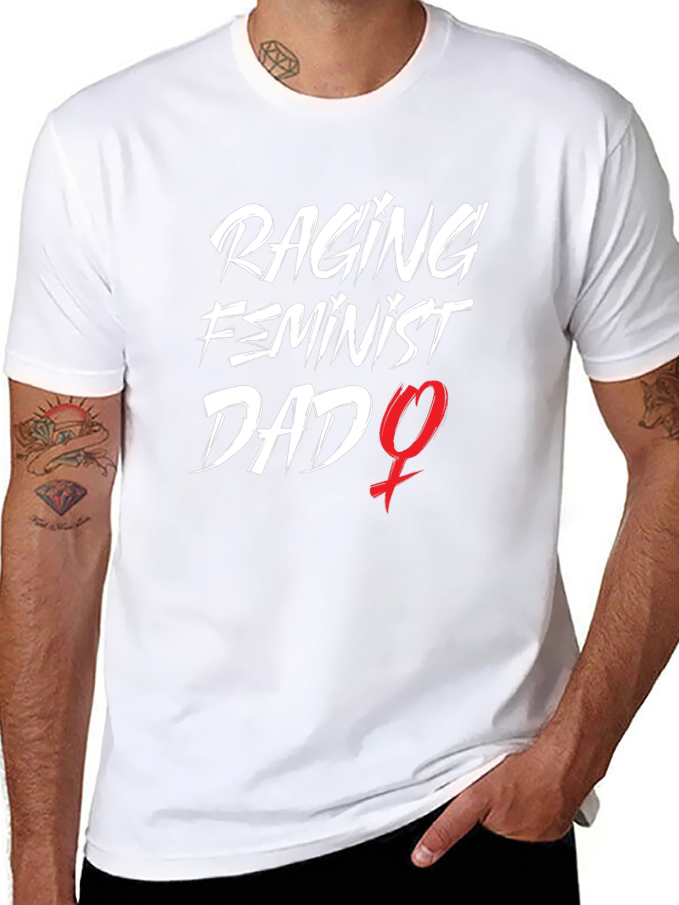 Raging Feminist Dad Graphic Tee - Black Cotton T-Shirt
