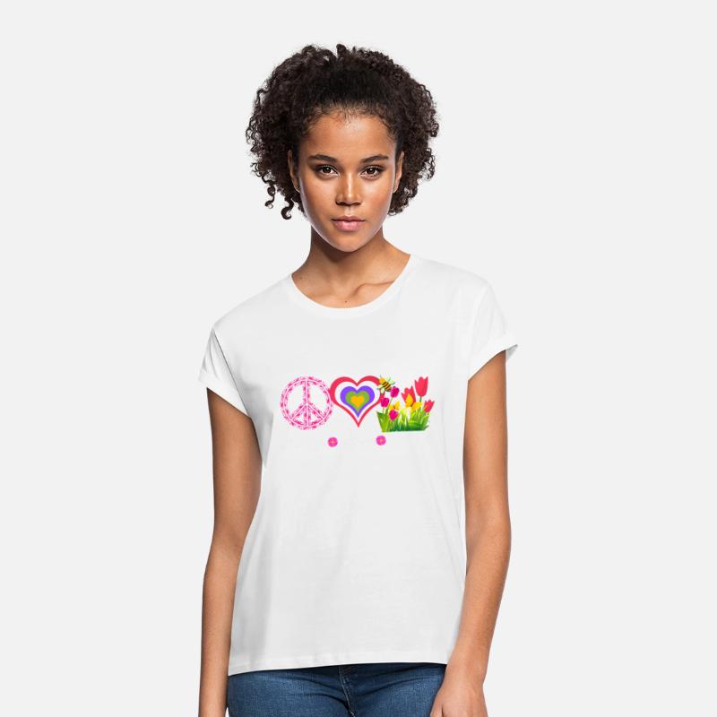 Peace love spring flowers bee butterfly