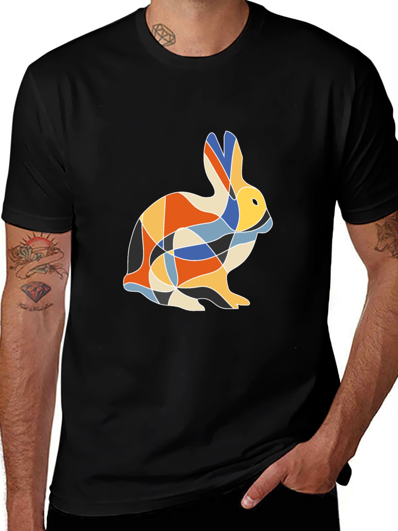 Geometric Rabbit Print T-Shirt
