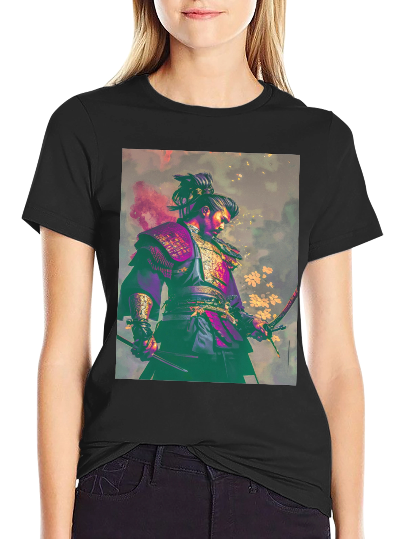Samurai Warrior Graphic Tee - Mens Black T-Shirt