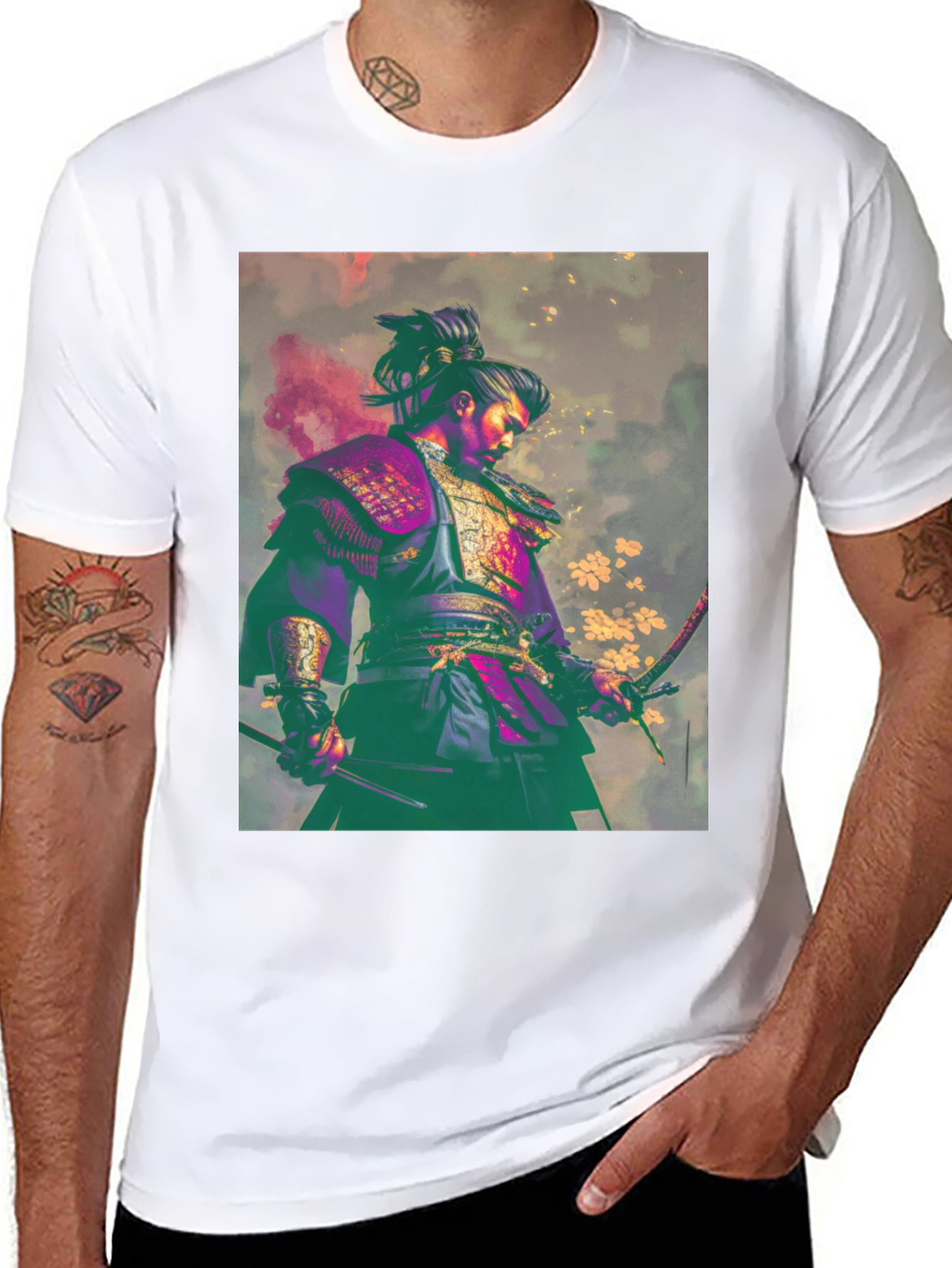 Samurai Warrior Graphic Tee - Mens Black T-Shirt