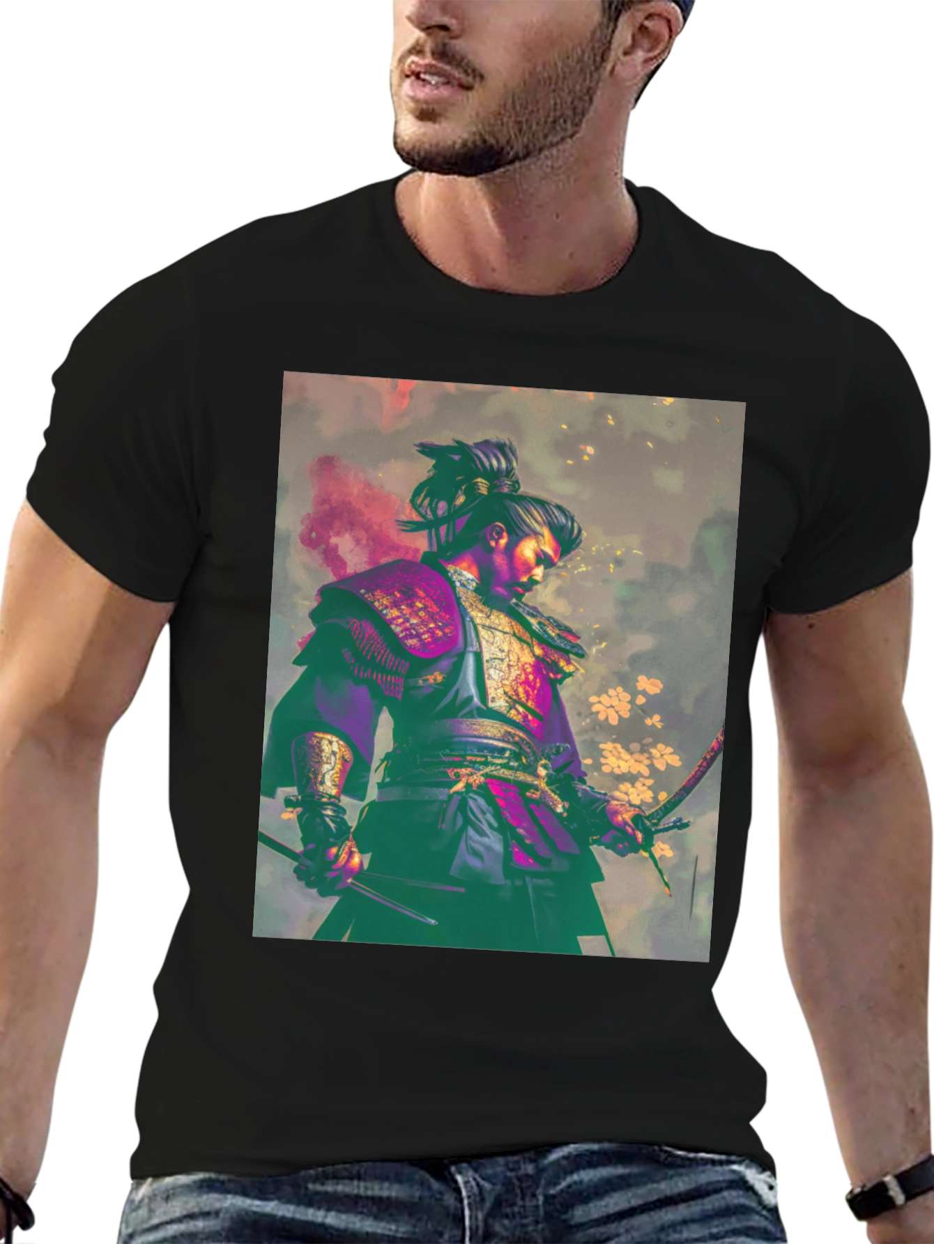 Samurai Warrior Graphic Tee - Mens Black T-Shirt