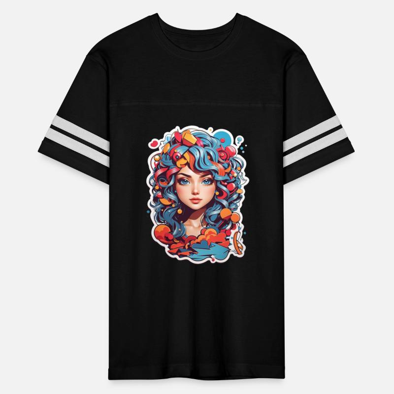 Psychedelic girl with multi color hair