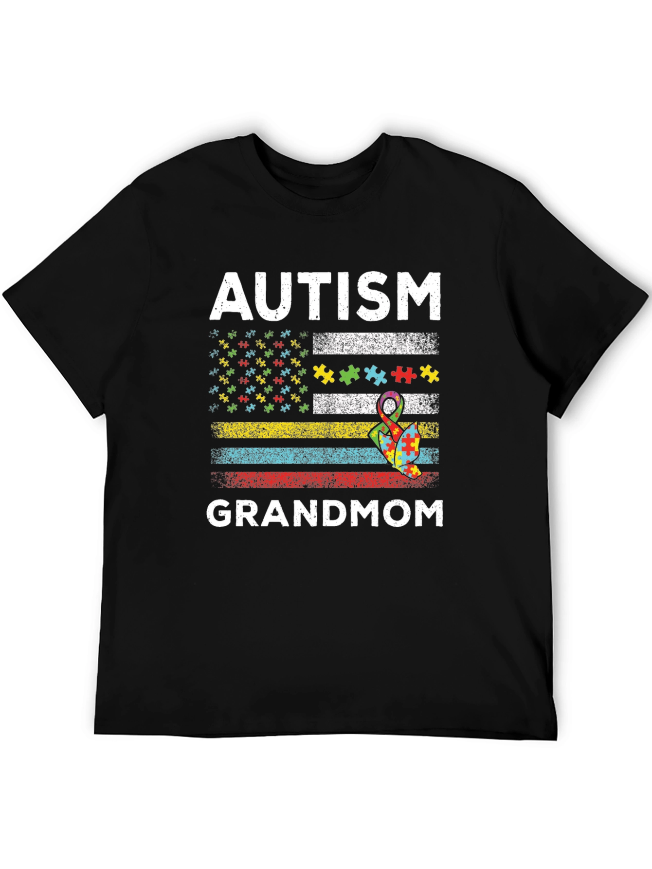 Autism Grandmom American Flag T-Shirt