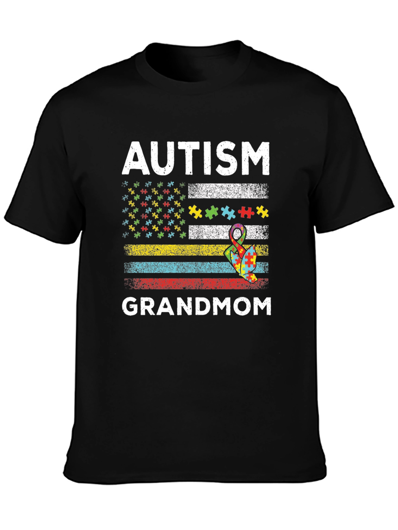 Autism Grandmom American Flag T-Shirt