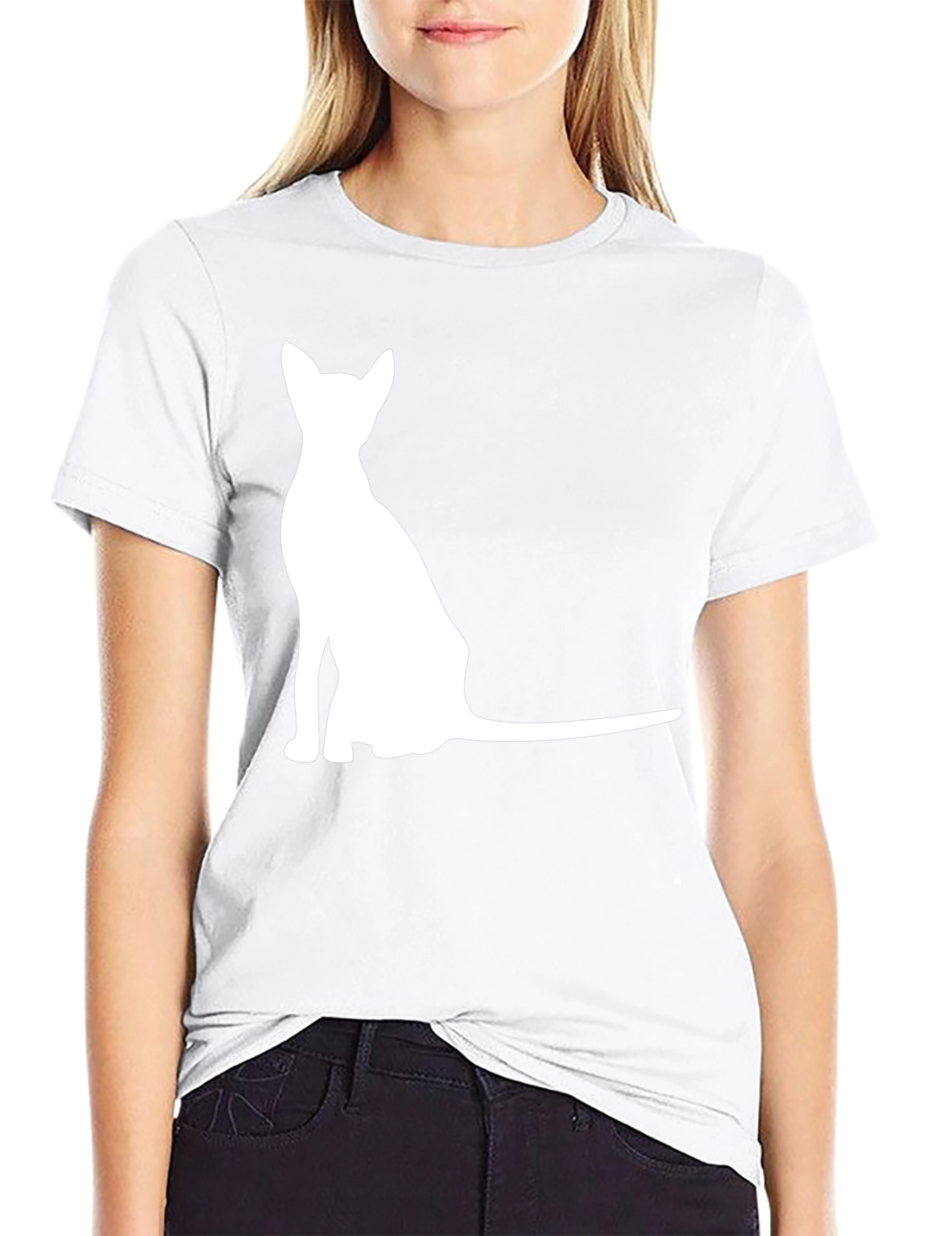 Mens Black T-Shirt with Cat Graphic