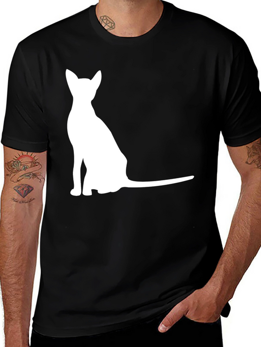 Mens Black T-Shirt with Cat Graphic