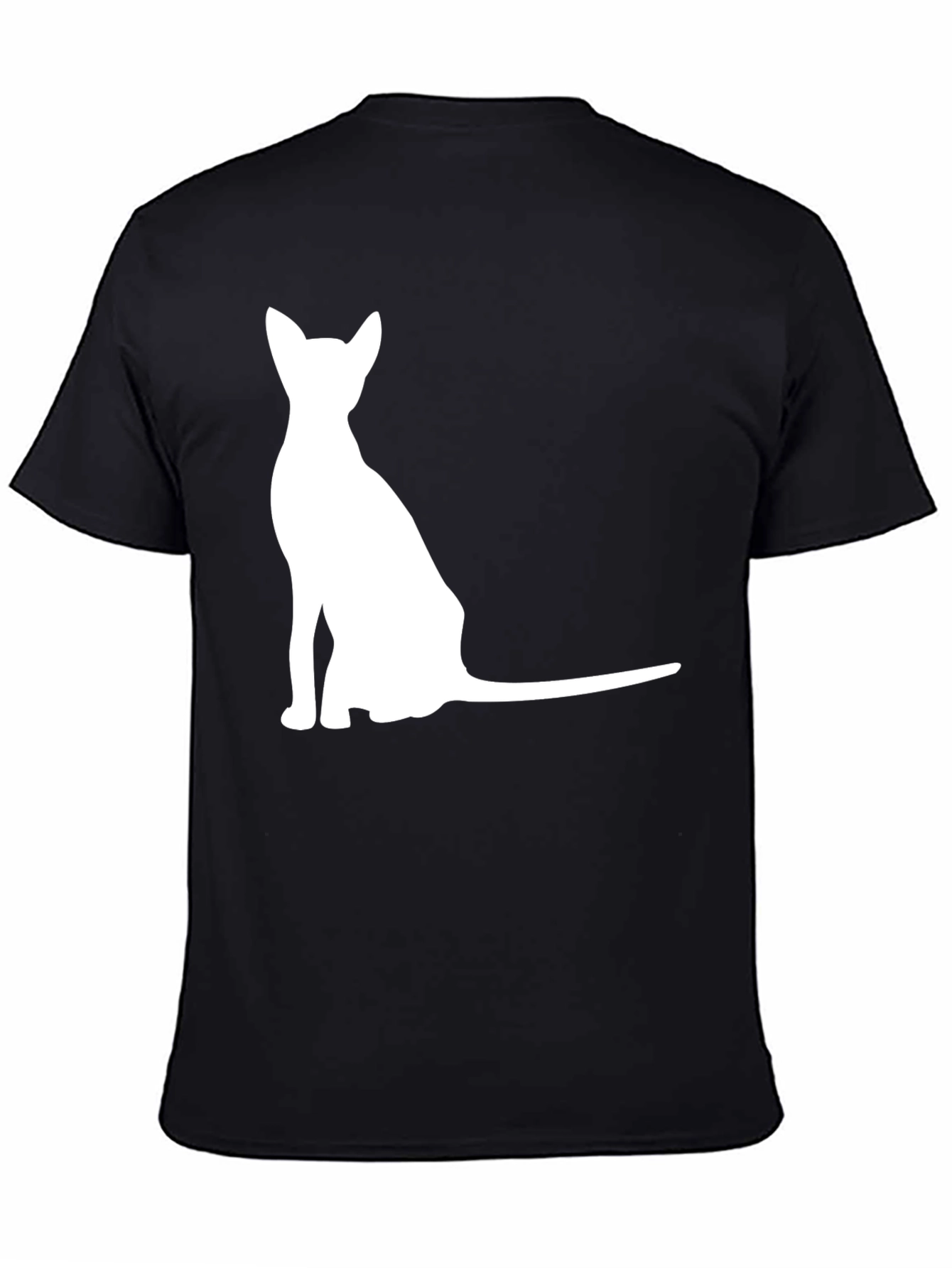 Mens Black T-Shirt with Cat Graphic