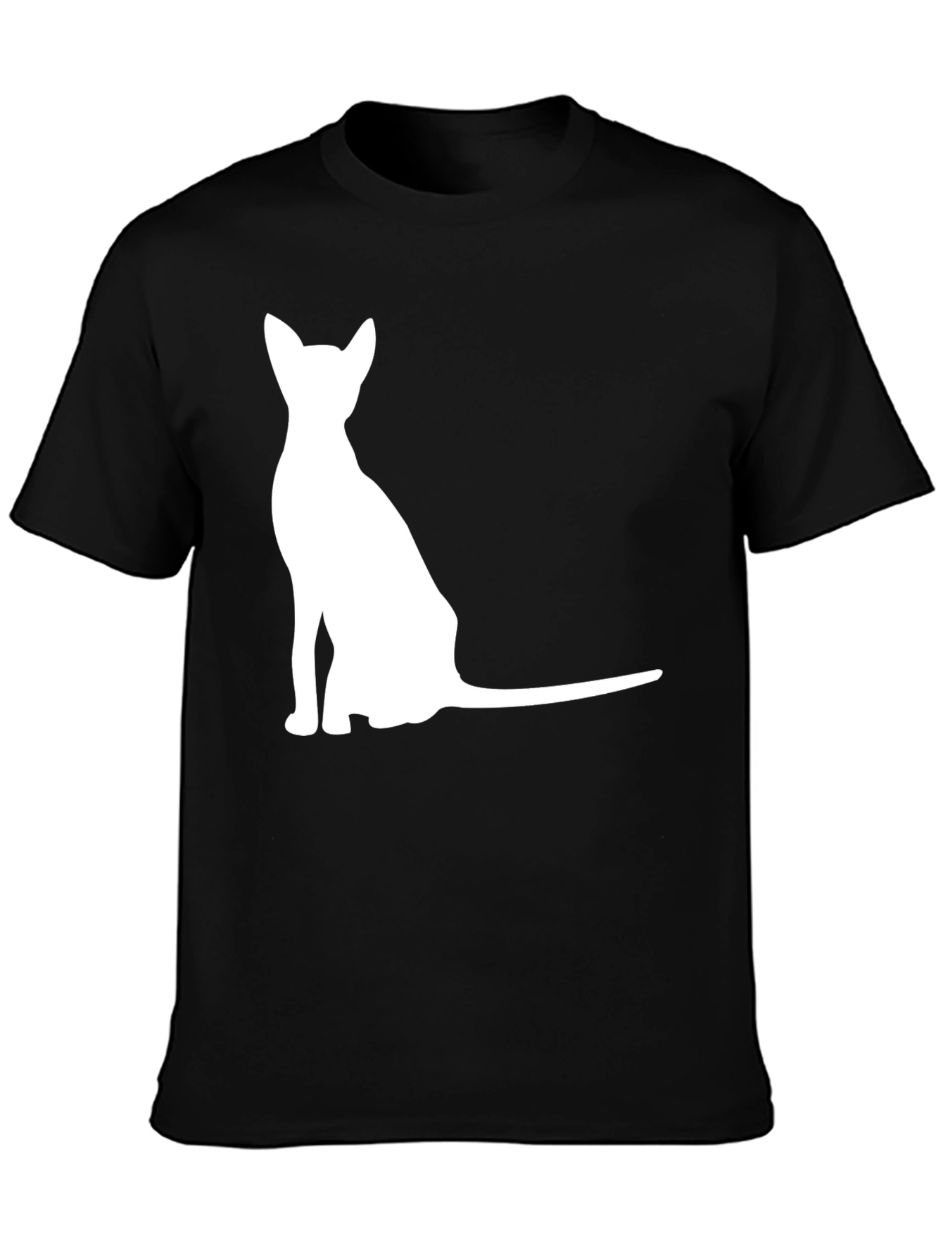 Mens Black T-Shirt with Cat Graphic