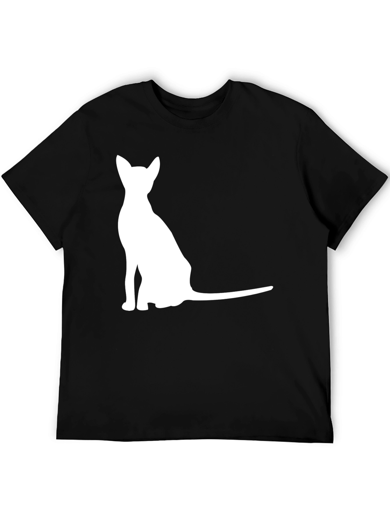 Mens Black T-Shirt with Cat Graphic