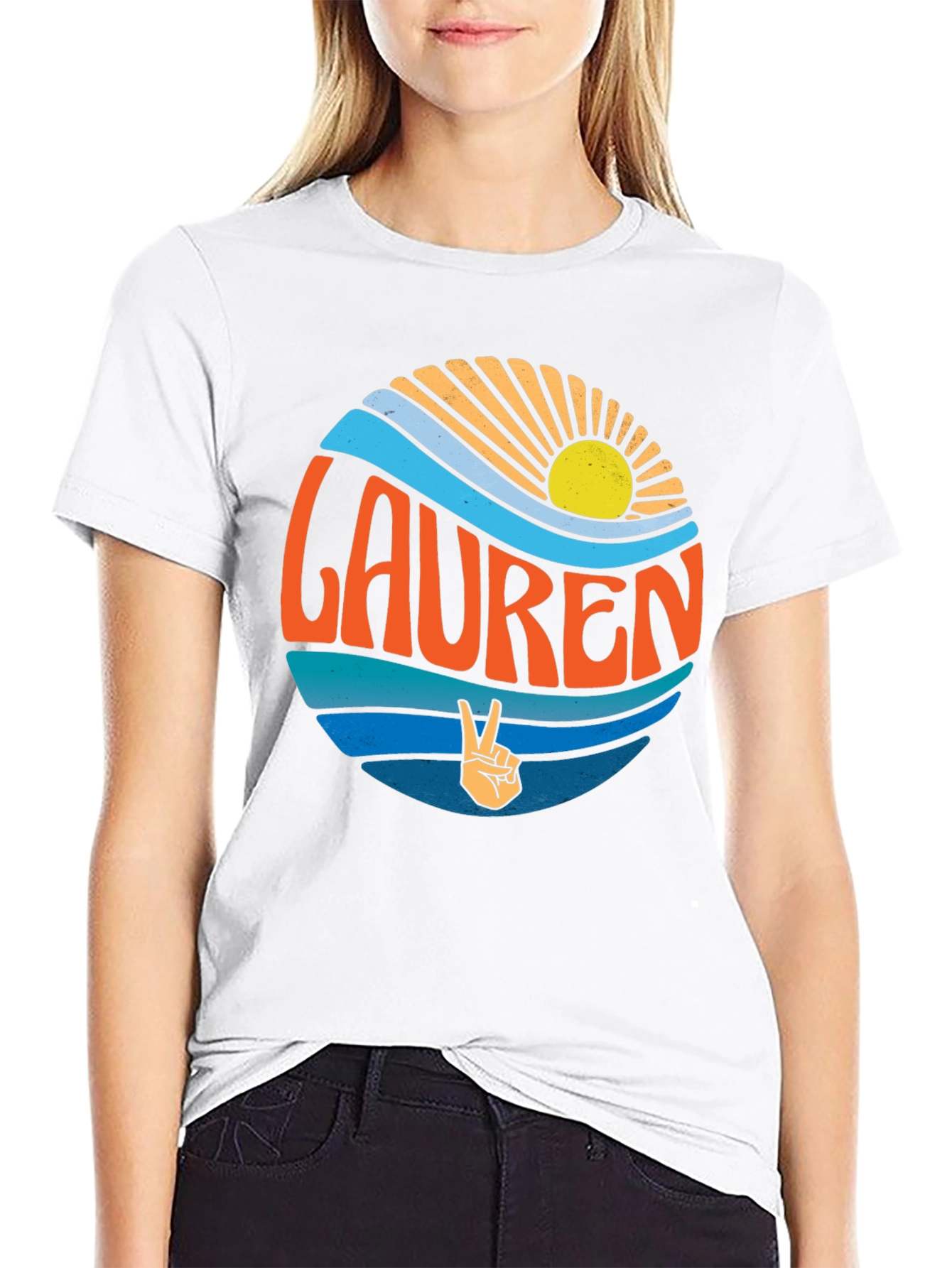 Lauren Retro Beach T-Shirt - Peace Sign