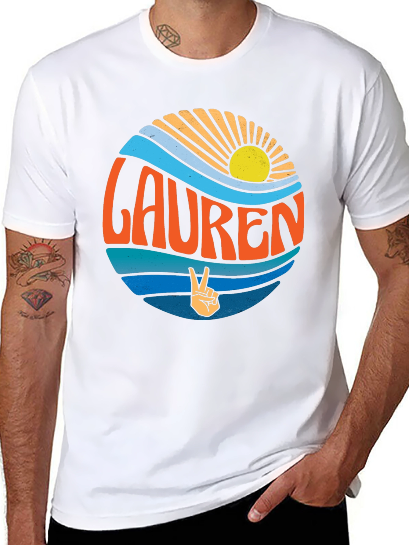 Lauren Retro Beach T-Shirt - Peace Sign