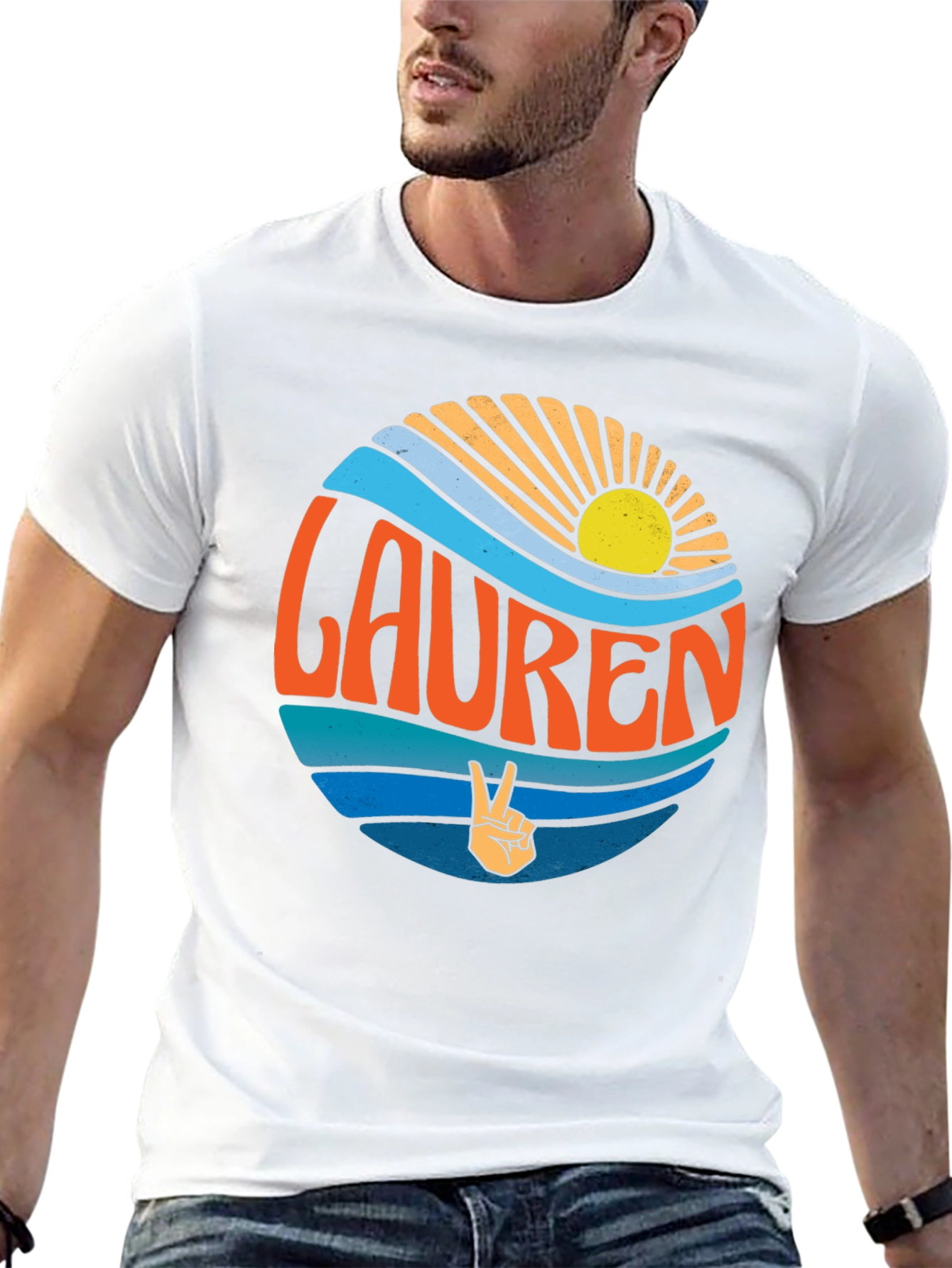 Lauren Retro Beach T-Shirt - Peace Sign
