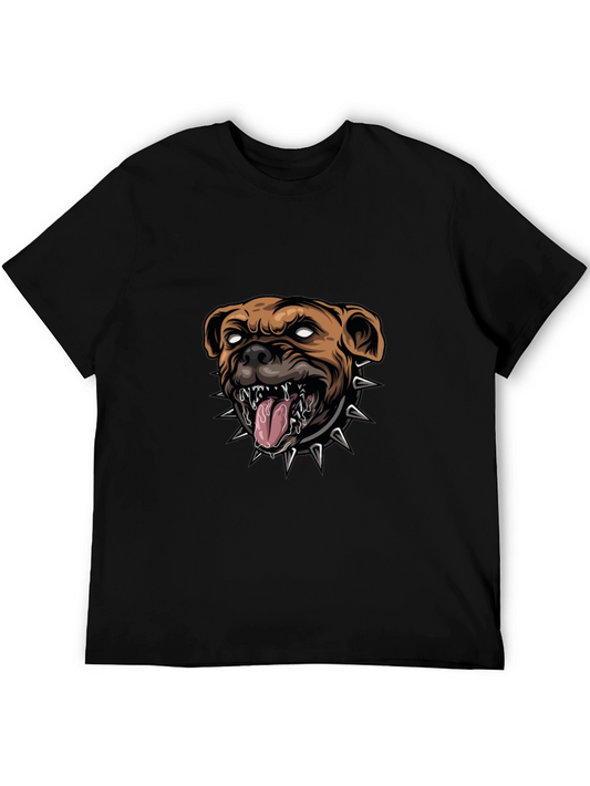 Mens Black T-Shirt with Bulldog Graphic