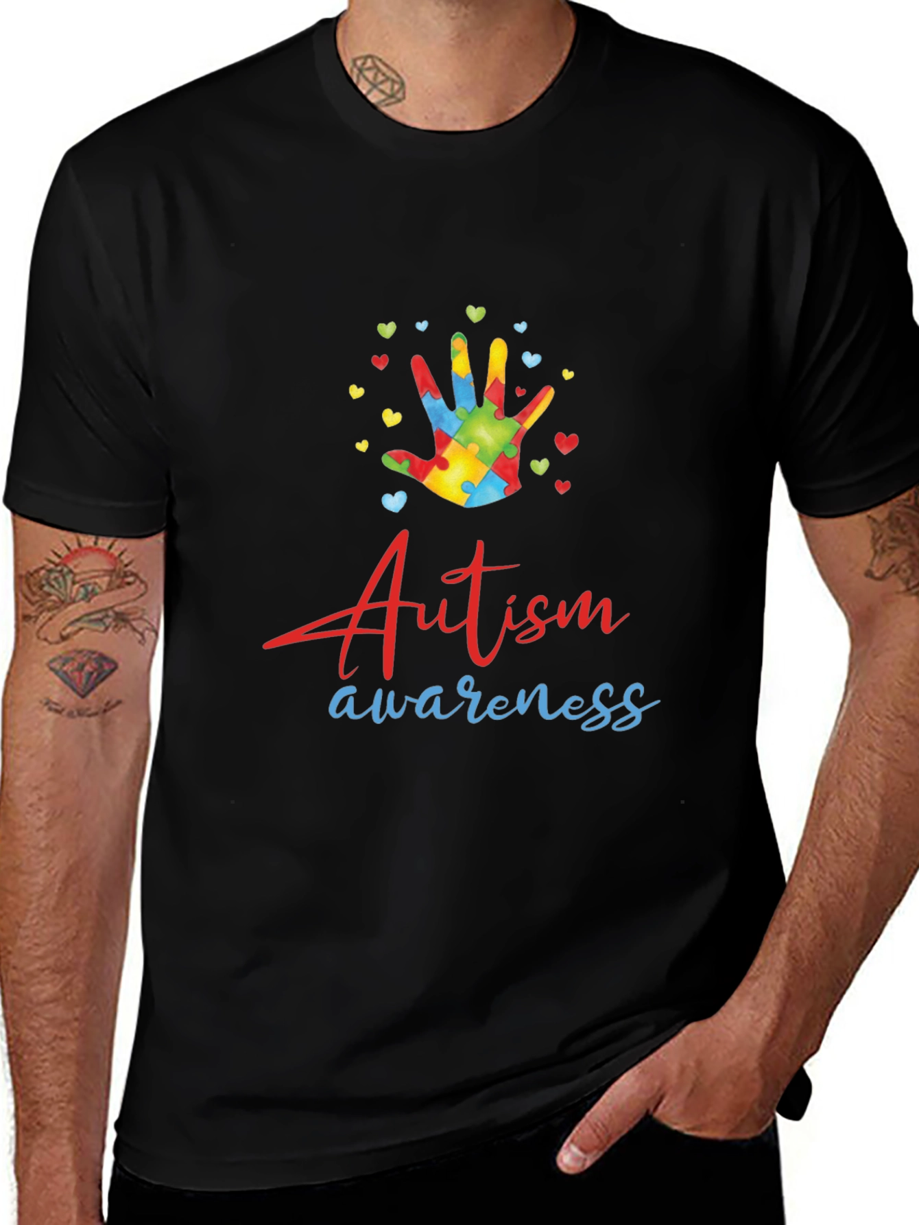 Autism Awareness Tee - Puzzle Hand Design