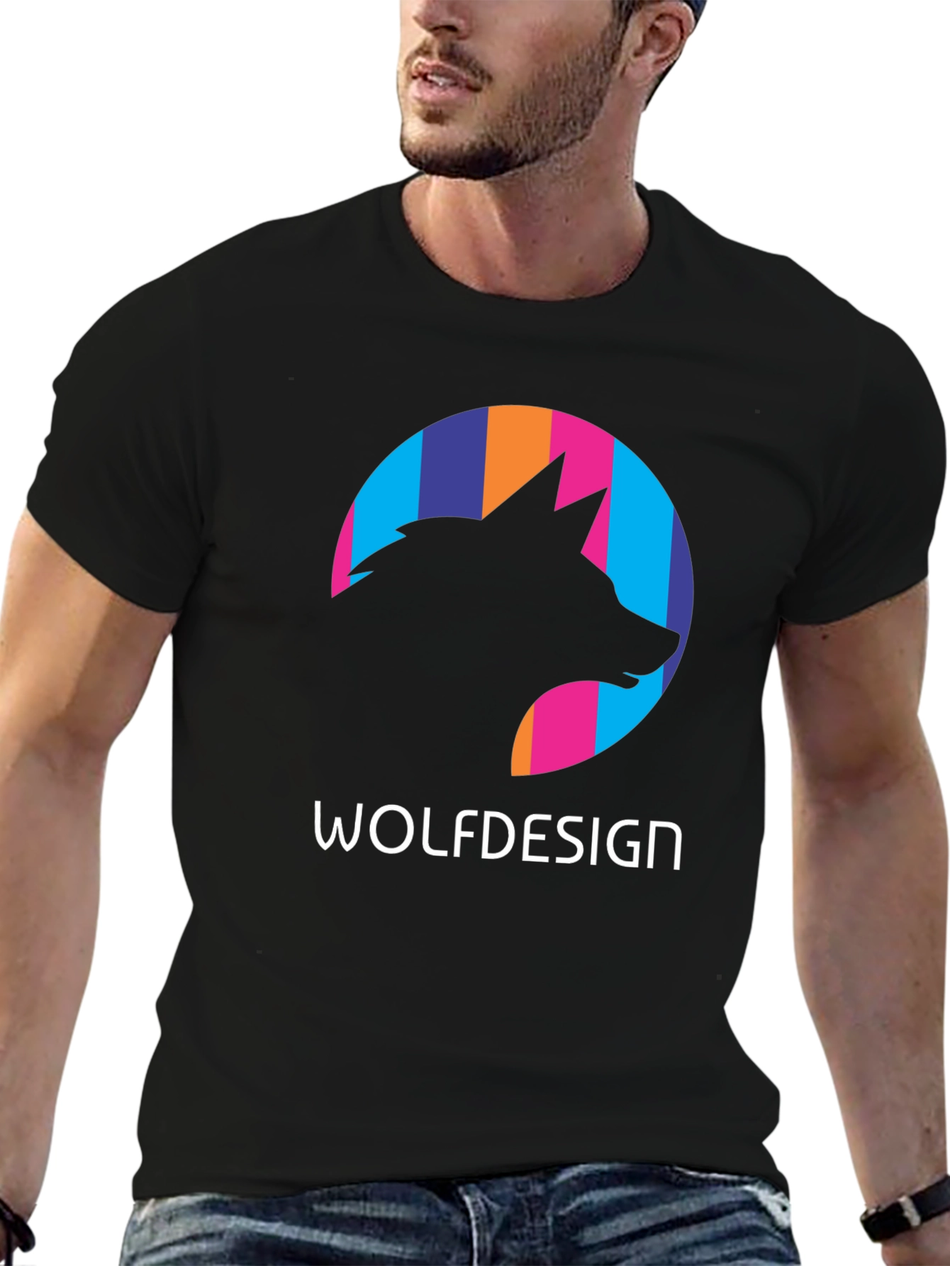 Wolfdesign Graphic Print Black T-Shirt