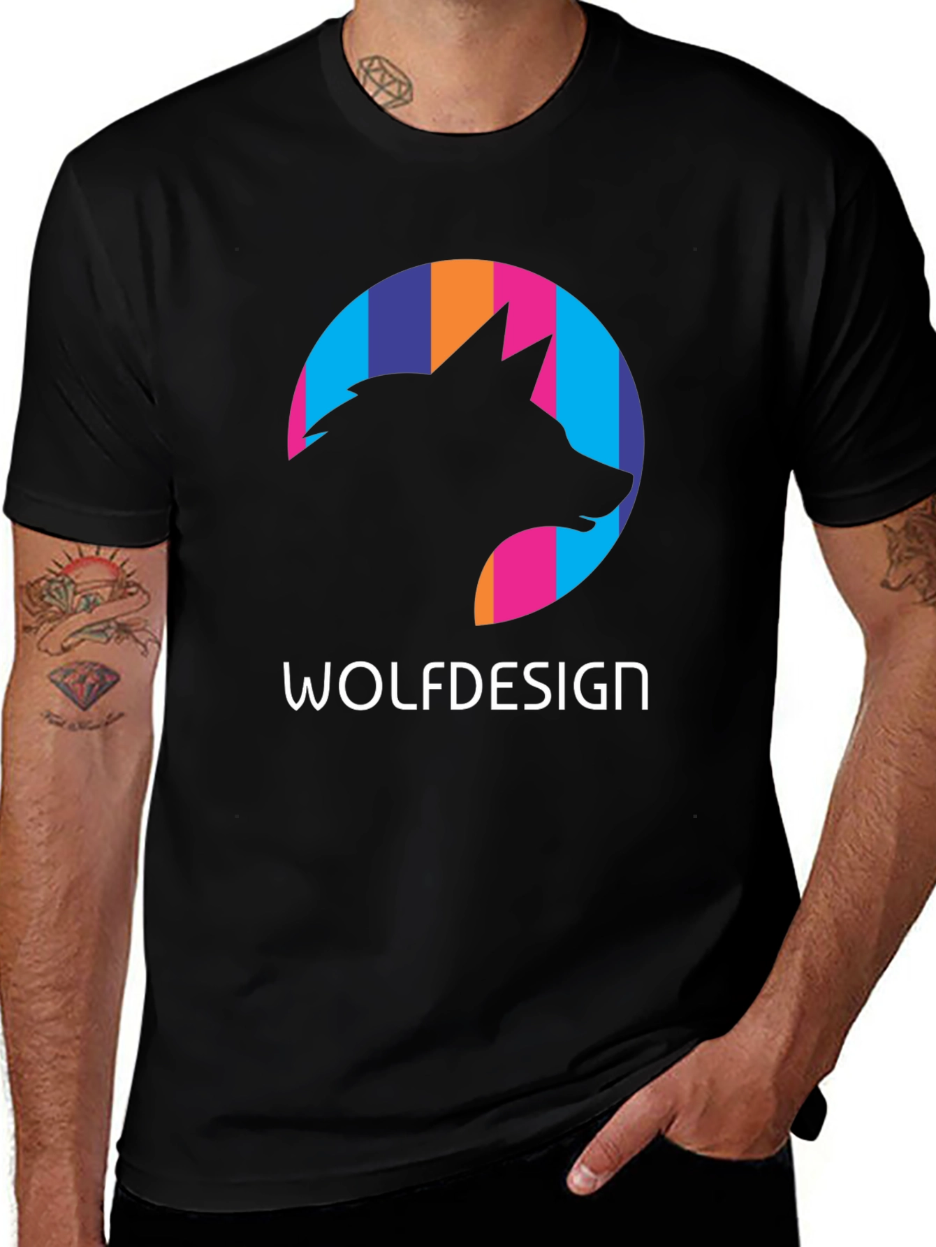Wolfdesign Graphic Print Black T-Shirt