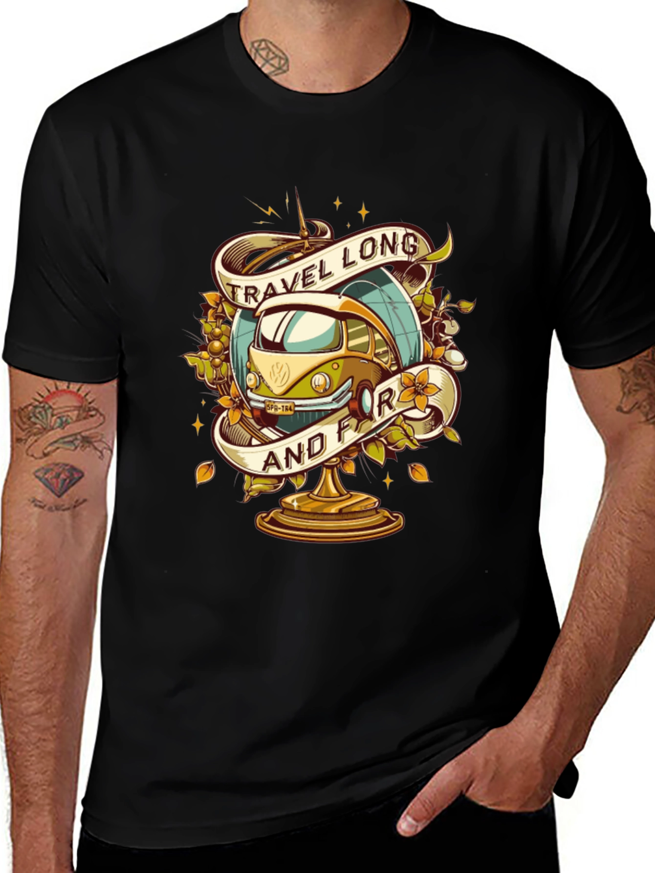Travel Long and Far VW Bus Graphic Tee
