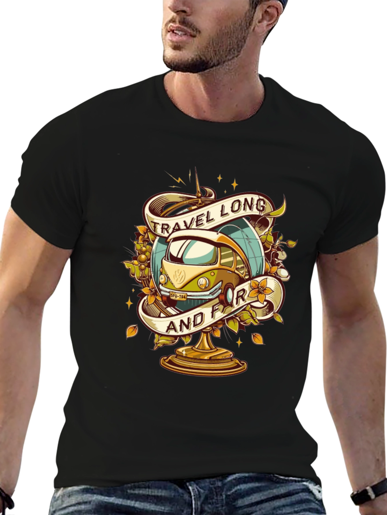 Travel Long and Far VW Bus Graphic Tee