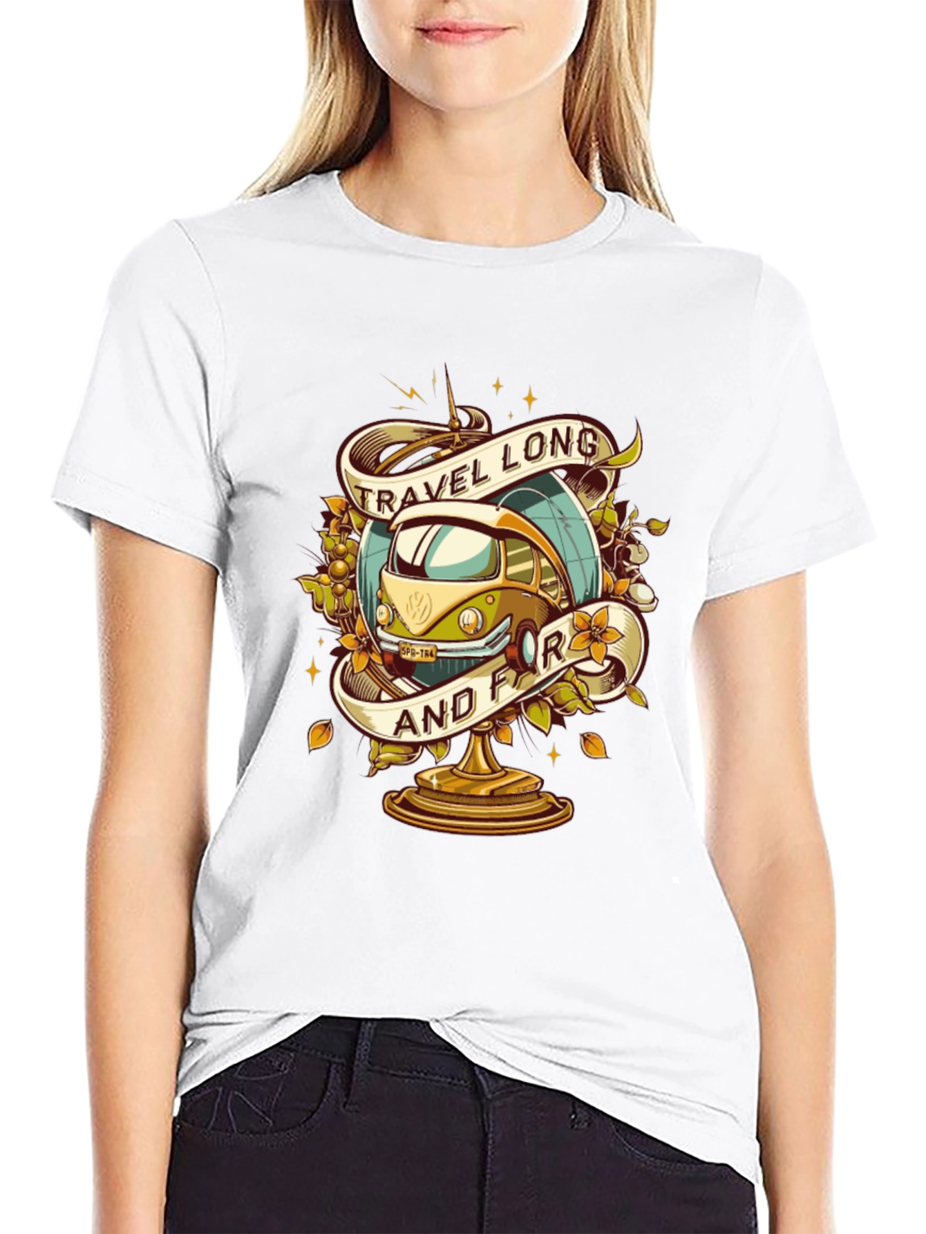 Travel Long and Far VW Bus Graphic Tee