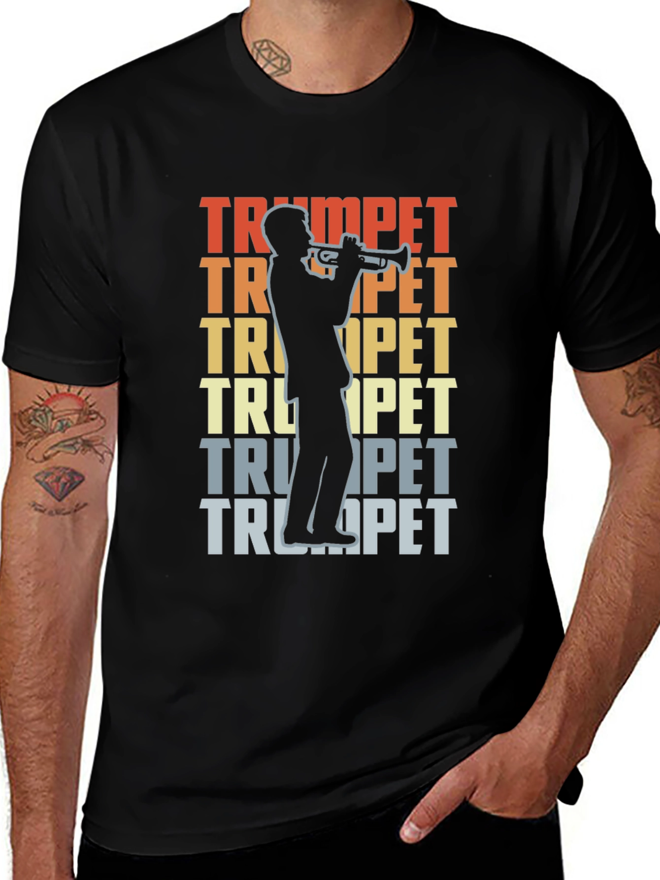 Trumpet Player Graphic T-Shirt - Retro Music Tee