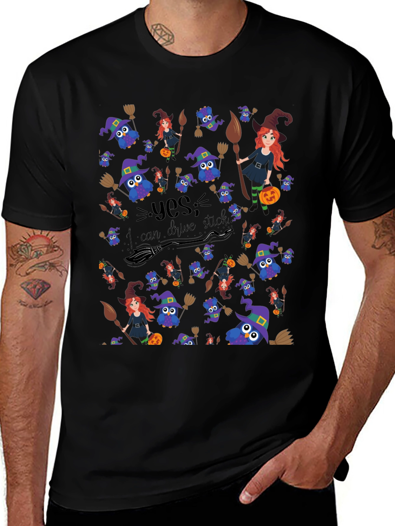 Witches Owls Broomstick T-Shirt Halloween