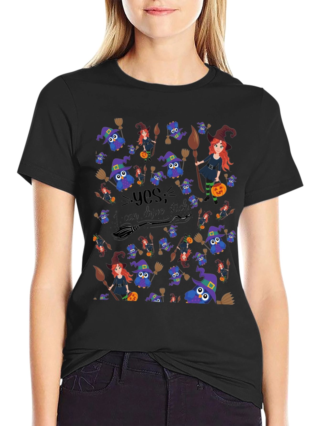 Witches Owls Broomstick T-Shirt Halloween