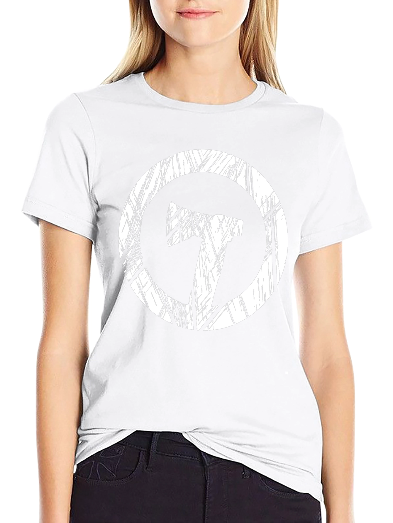 Distressed Circle Axe Graphic Black Tee Shirt