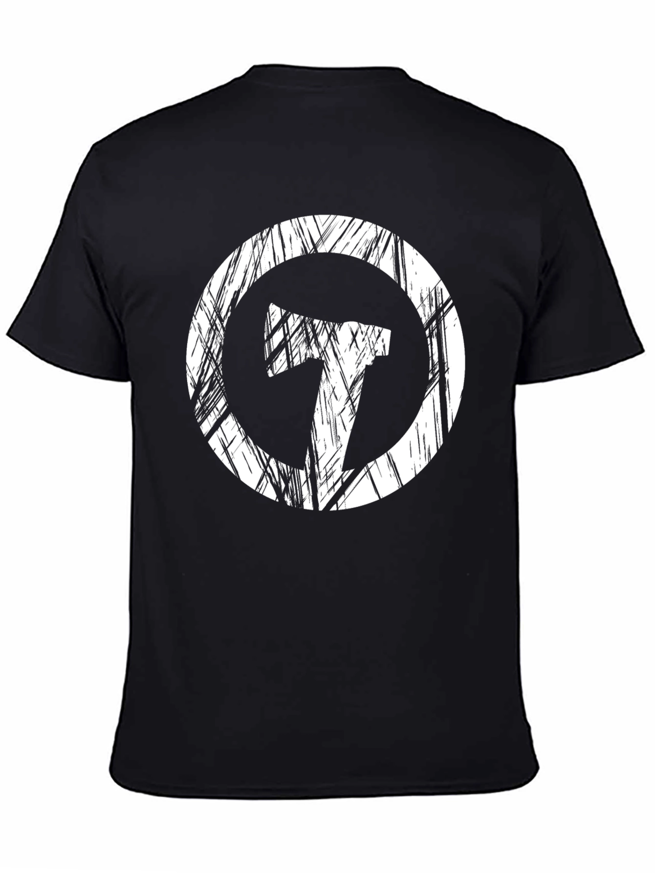 Distressed Circle Axe Graphic Black Tee Shirt