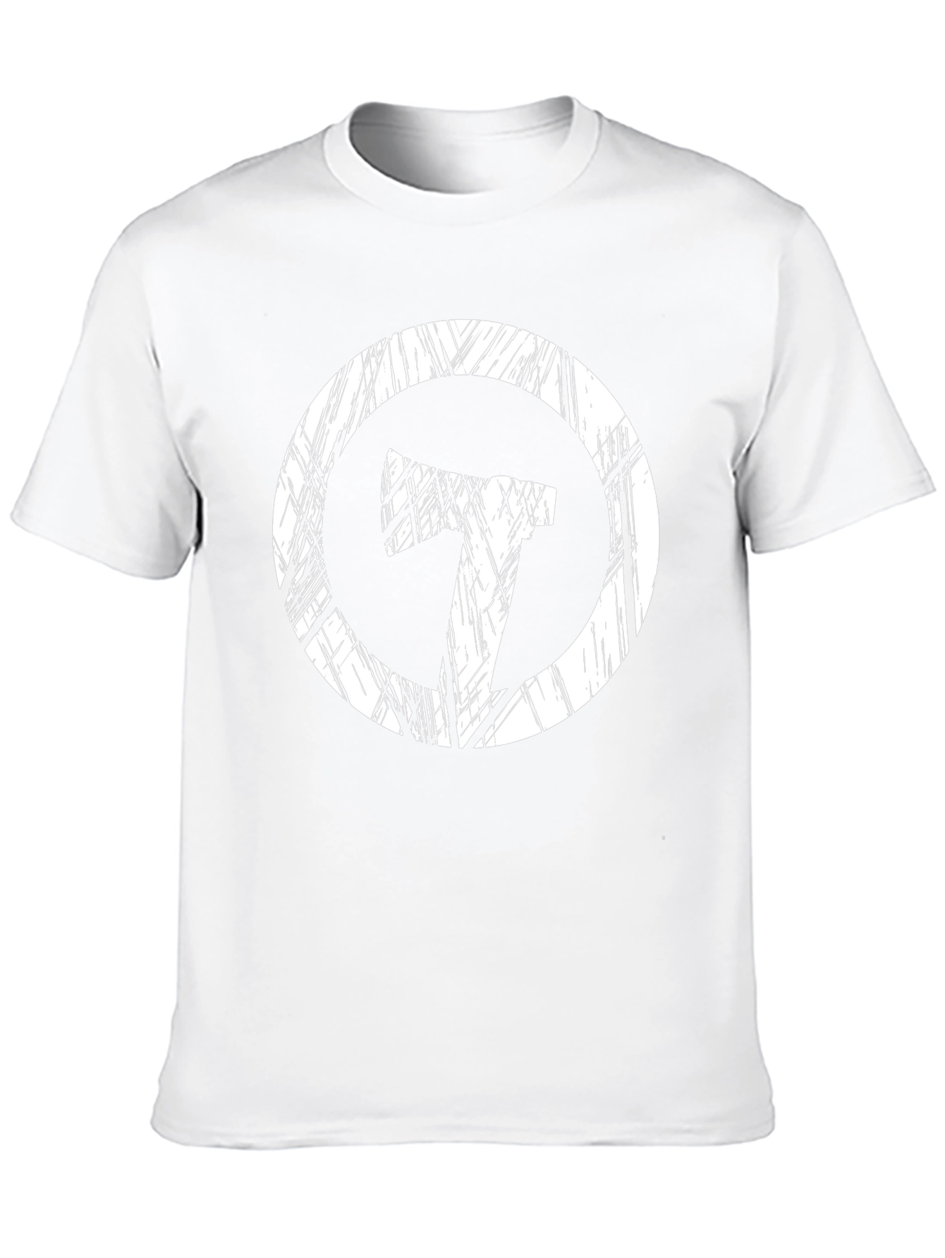 Distressed Circle Axe Graphic Black Tee Shirt