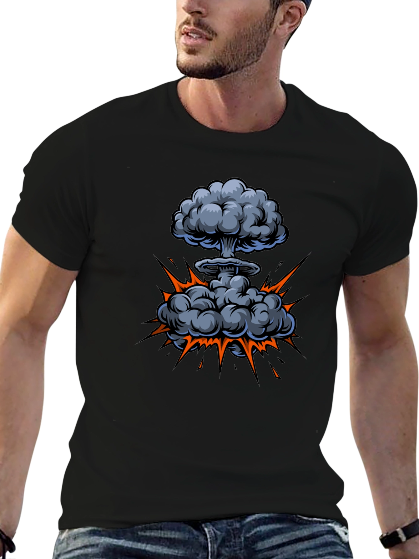 Atomic Explosion Graphic Tee - Black Cotton Shirt