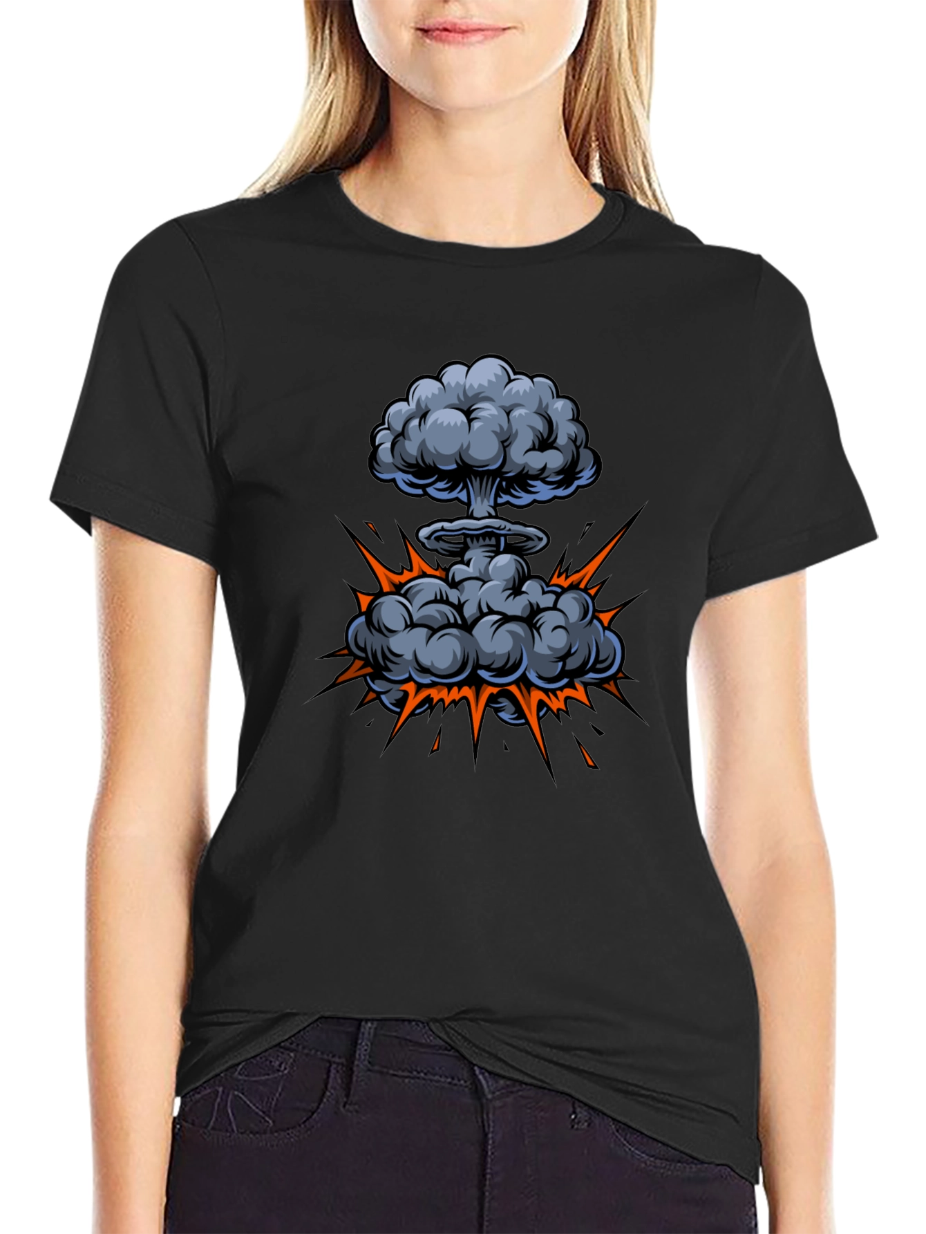 Atomic Explosion Graphic Tee - Black Cotton Shirt