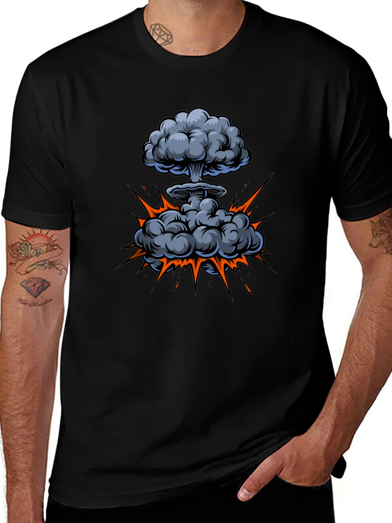Atomic Explosion Graphic Tee - Black Cotton Shirt