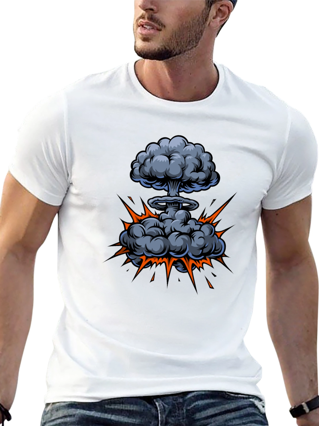 Atomic Explosion Graphic Tee - Black Cotton Shirt