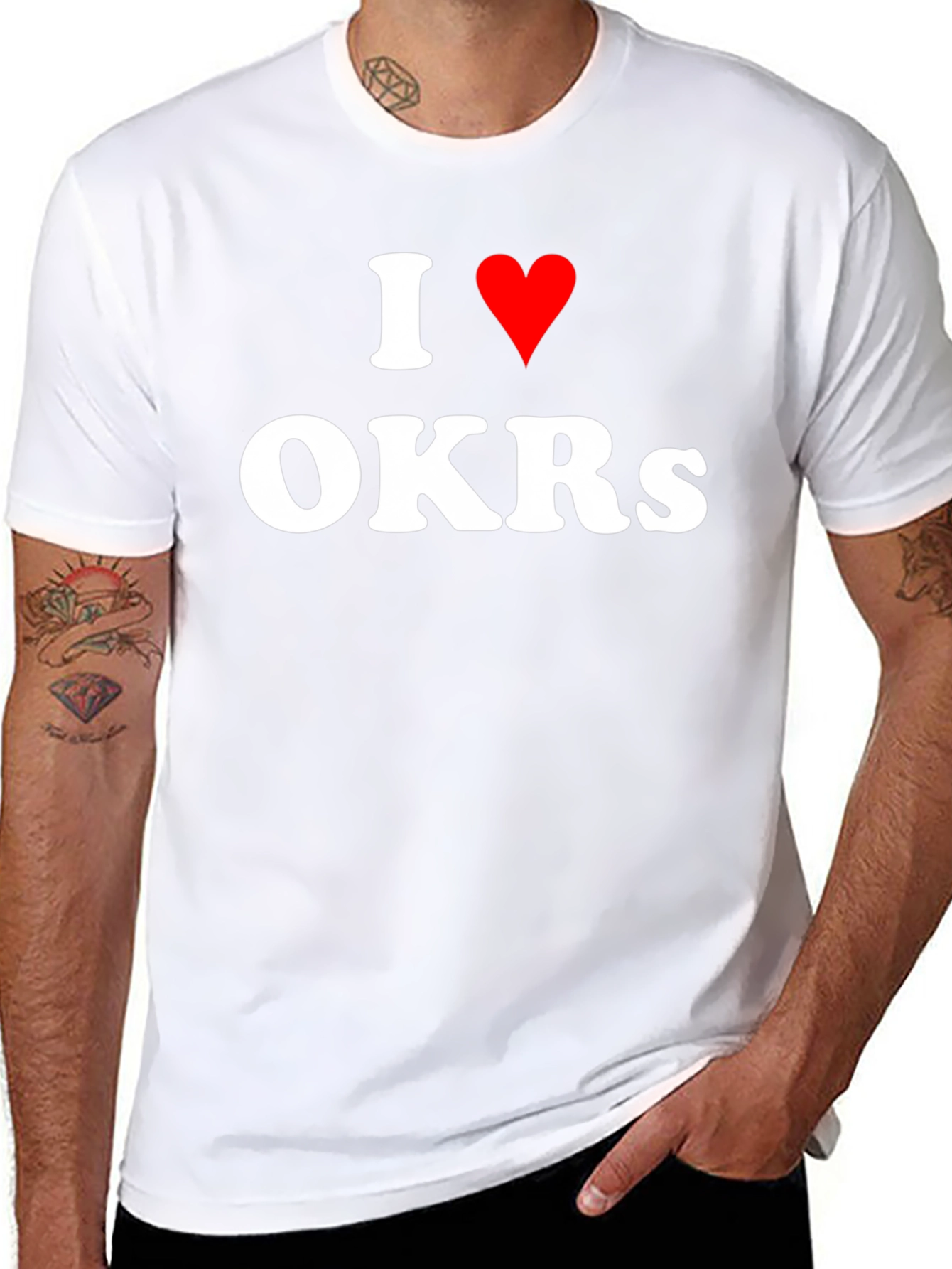 I Heart OKRs T-Shirt - Black Crew Neck
