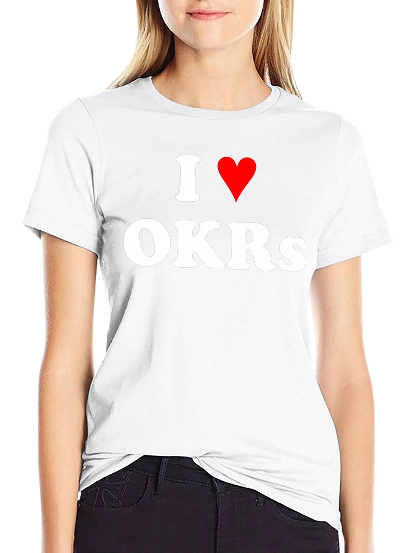 I Heart OKRs T-Shirt - Black Crew Neck