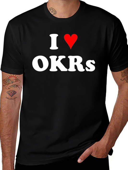 I Heart OKRs T-Shirt - Black Crew Neck